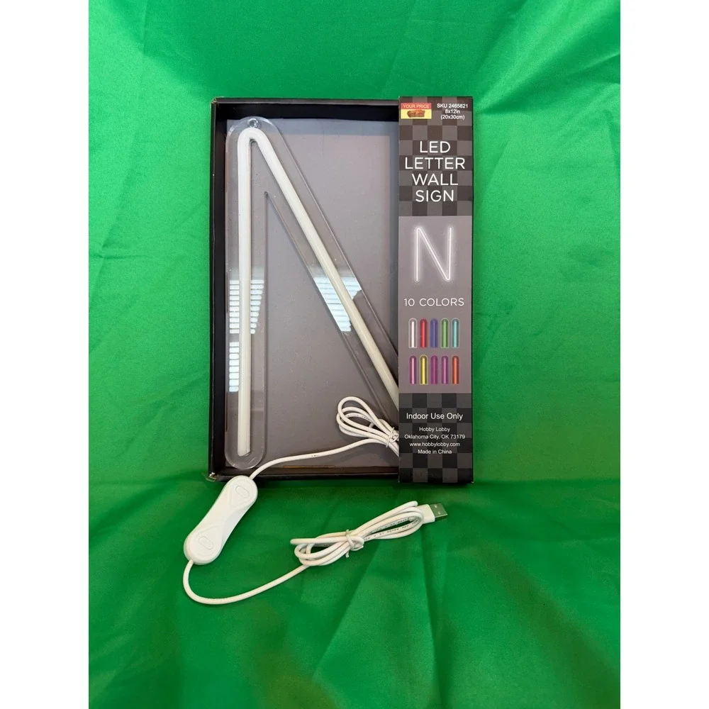 Hobby Lobby LED Letter Wall Sign N 10 Colors USB Powered 8x12 2465821